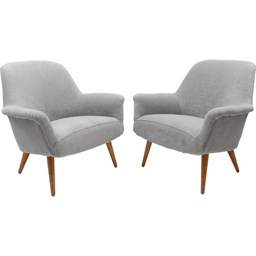 Par de sillones vintage de tela Teddy, 1950