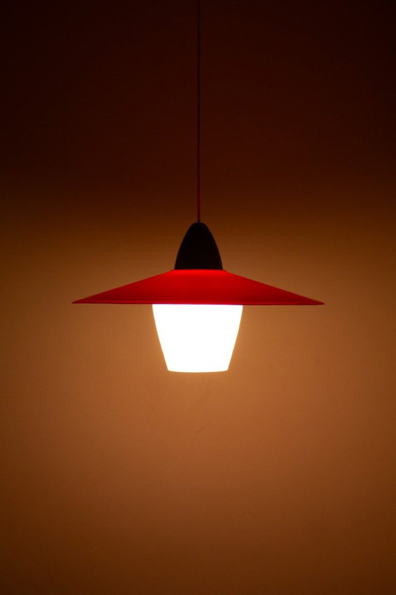 Image 1 of Lampada a sospensione vintage Philips anni '60 rossa