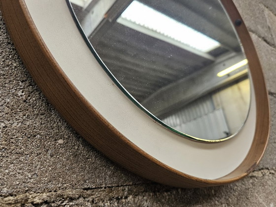 Image 1 of Vintage 1970s PVC and faux leather wall mirror