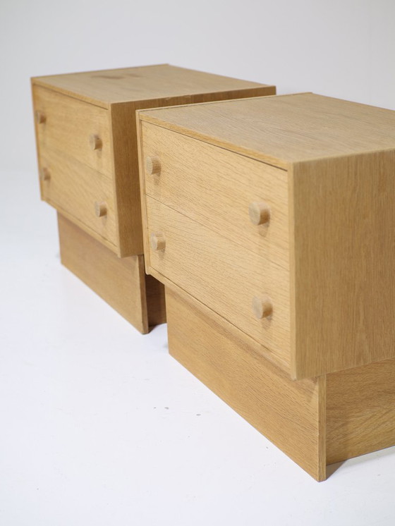 Image 1 of Ensemble de tables de chevet en chêne, style danois vintage années 1960