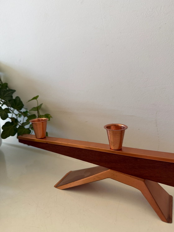 Portacandele Mid-Century in legno di teak – Copper, Scandinavian (photo 3 of 7)