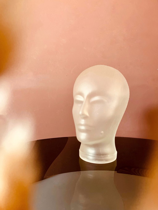 Tête en verre design des années 80