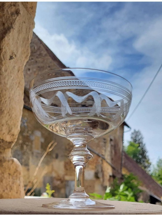 8 champagne coupes in fine crystal from the late 19th to early 20th century. – Glass & Decanter, Glass (photo 7 of 12)
