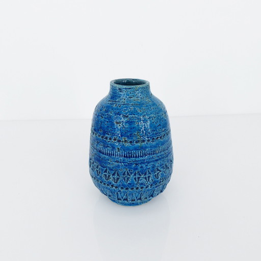 Ovoid Bitossi Rimini Blue vase, Italy 1960