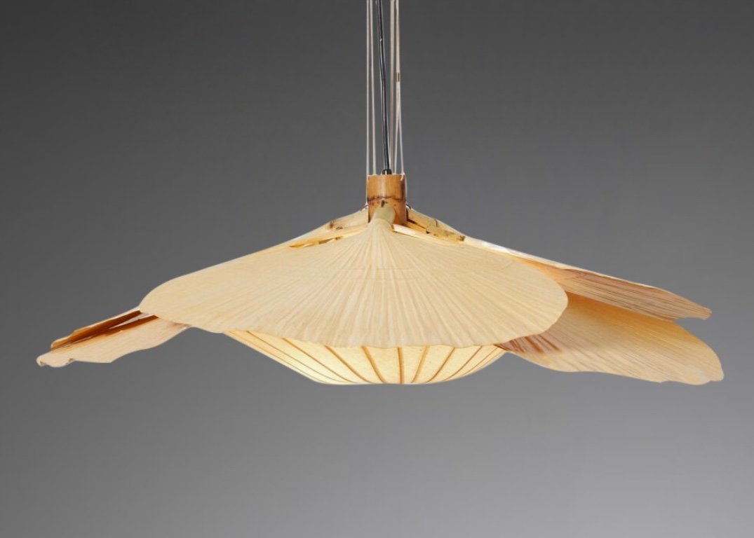Zeldzame Uchiwa Hana kroonluchter van Ingo Maurer - Japans papier