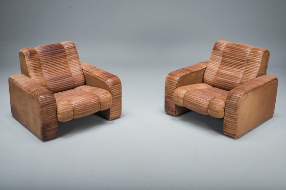 Image 1 of  Set van 2 fauteuils in patchworkleer van Ernst Lüthy voor De Sede