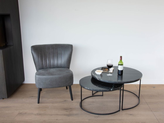 Image 1 of Black marble coffee tables, set of 2