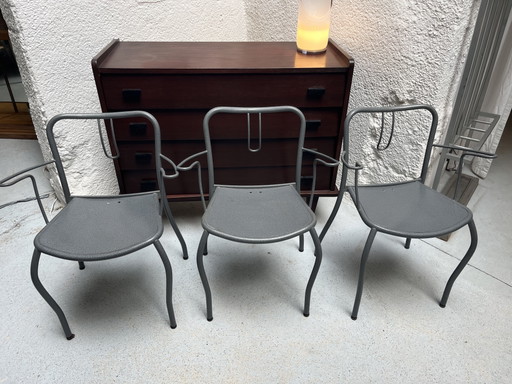 Stalen stoelen uit de jaren 80 – eetkamerstoelen, Metal