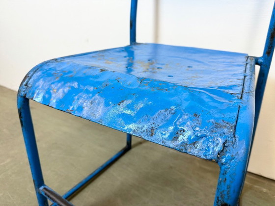 Image 1 of Blauwe industriële ijzeren stoelen, set van 2, jaren 50