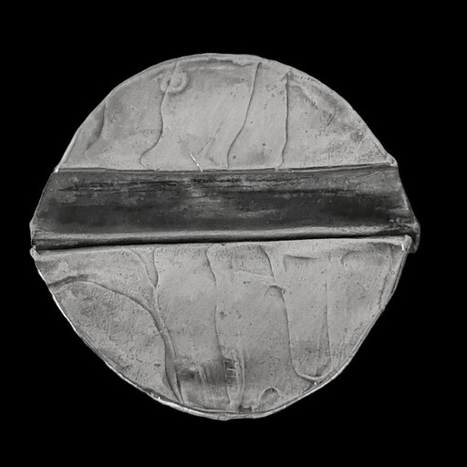 Grote massieve brutalistische zilveren broche / hanger 