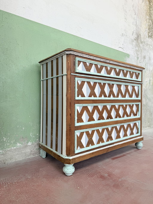 Cassettiera rustica italiana 800 restyle larice 