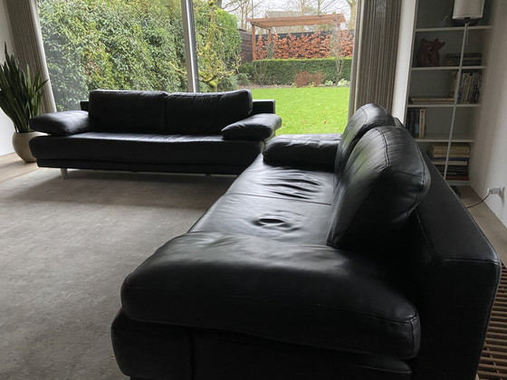 Image 1 of 2X Rolf Benz Sofa, Schwarzes Leder.