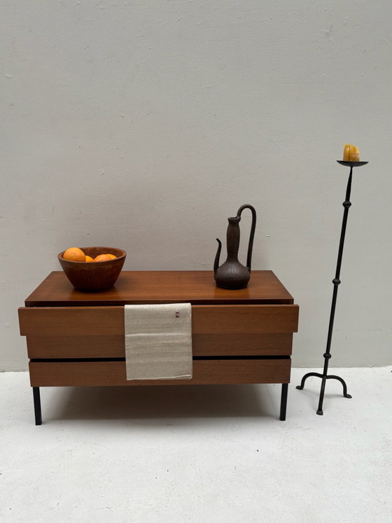 Deens designadekast, Ladekasten, Metaal, Hout, Zwart (foto 6 van 7)