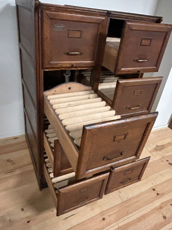 Image 1 of Industriële vintage dubbele archiefkast circa 1925