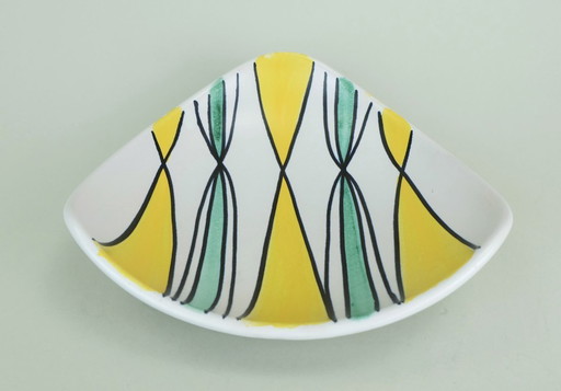 triangular 1950s bowl by steuler-keramik model no. 4100/2 with abstract decor