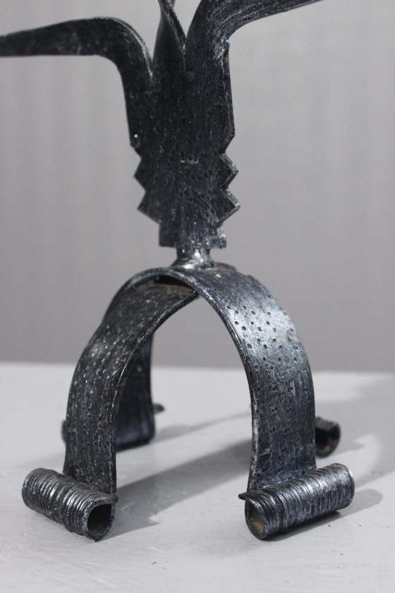 Image 1 of Brutalist design 3-light wrought iron candlestick candelabra, 1950s