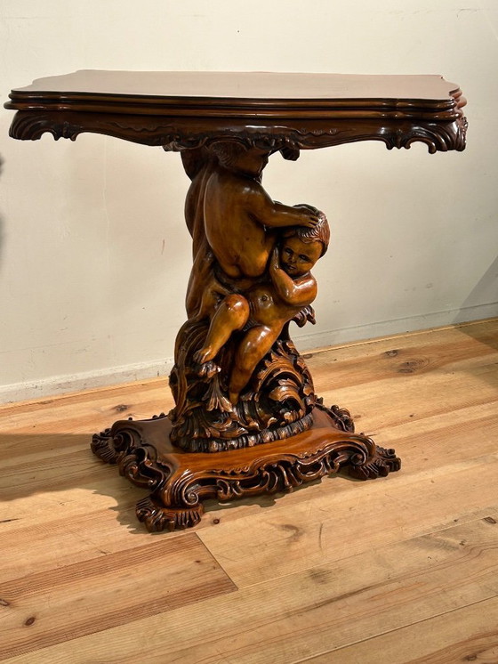 Image 1 of Vintage Barok TV tafel in hout 