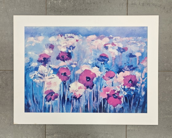 Image 1 of Ingelijst opdruk veldbloemen klaprozen 61x81cm