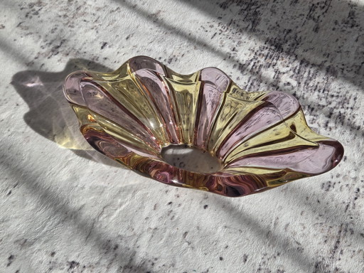 Vintage Mid-Century Glass Bowl – Handmade – Bohemia / Murano, 1950s