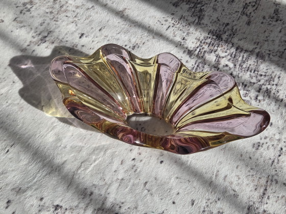 Image 1 of Vintage Mid-Century Glass Bowl – Handmade – Bohemia / Murano, 1950s