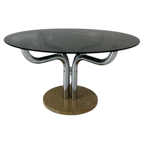 Table "Diamante" en padouk africain de style brutaliste par Luciano Frigerio avec plateau en verre, 1970 (photo 2 of 26)