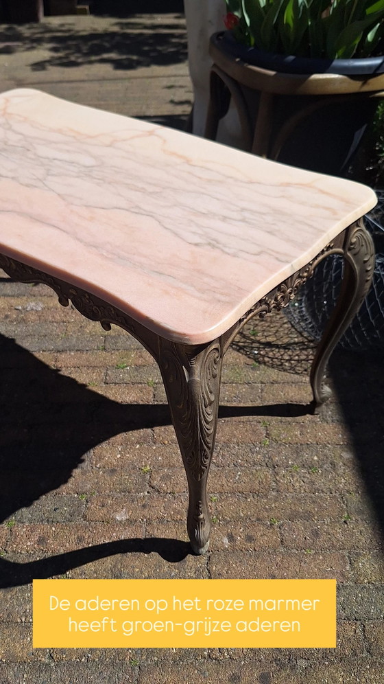 Image 1 of Hollywood Regency coffee table marble brass