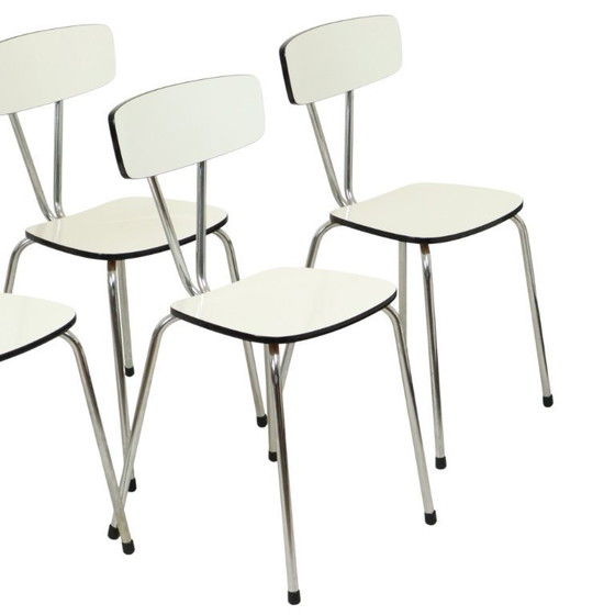 Image 1 of Set Of 6 Gray Formica Chairs Sixties