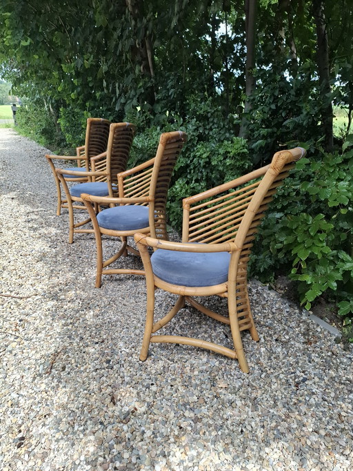 Vintage design chairs Flechtatelier Schütz midcentury rattan bamboo