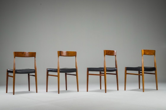 Image 1 of Mid Century Palisander Esszimmerstuhl mit Leine, 1950er Jahre, 4er Set