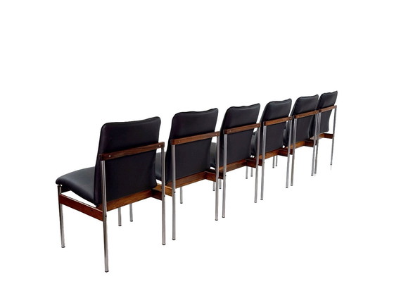 Image 1 of 6X Vintage Rosewood Dining Chairs From C. Denekamp For Thereca