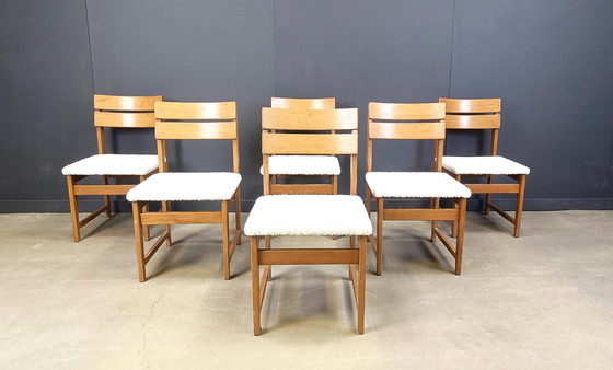 Image 1 of Vintage Brutalistische Eetkamerstoelen Set van 6 - jaren 1970