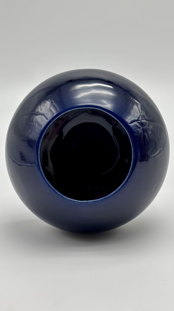 Thulin Earthenware - Cobalt Blue Art Deco Vase Nr.1532 – Faïenceries de Thulin, Ceramic (photo 12 of 13)