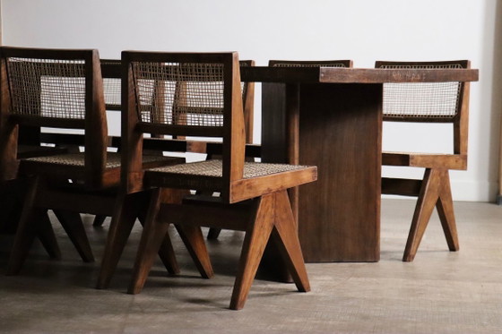 Set van 8 Pierre Jeanneret PJ-SI-25-A armloze stoelen, Chandigarh, 1958 – Eetkamerstoelen, Wood (photo 5 of 17)