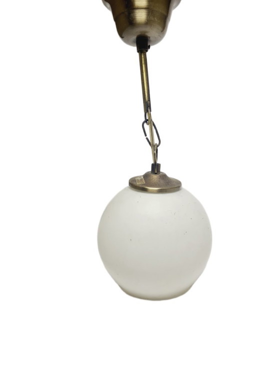 Vintage Communist Pendant Lamp, Poland, 1970s – Glass, Metal (photo 6 of 6)