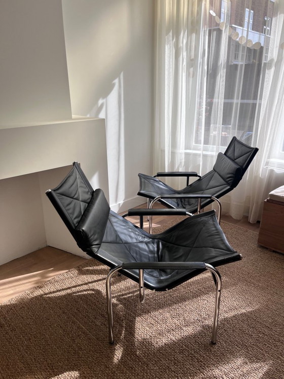 Image 1 of 3er-Set | Hans Eichenberger HE1106 Lounge-Sessel + HE1104 Hocker | Strassle | Schweizer Design aus den 1970er Jahren