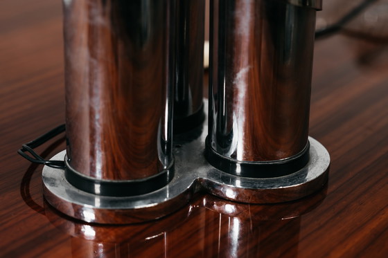 Image 1 of LAMA Italy 1970s Chromed Steel Spiral Design Table Lamp