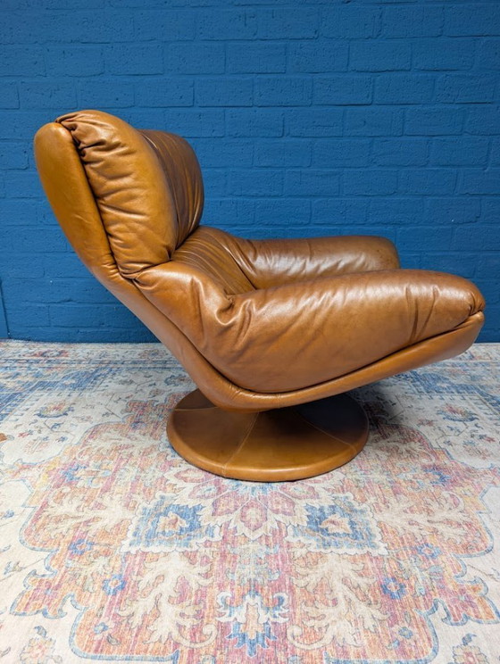 Image 1 of Vintage leather swivel armchair, 1970s