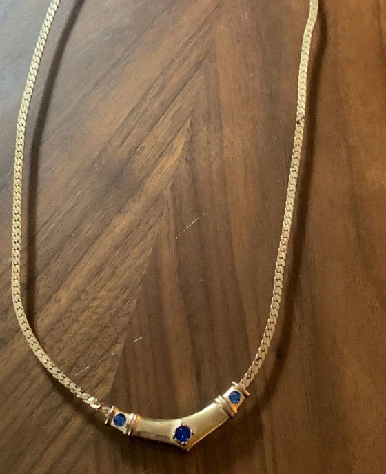 Collier Iconique Ras Du Cou Pierre Cardin Années 50/60 - Plaqué Or - Cristaux Bleus – Cadeaux, Metal, Crystal (photo 4 of 16)