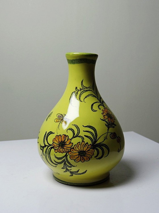 Image 1 of Small ceramic vase signed Henri Siffre Montpellier, bird decoration, 1950s-60s