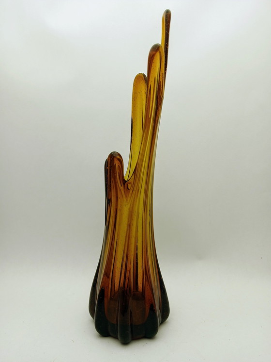 Image 1 of Vintage French Amber Glass Vase