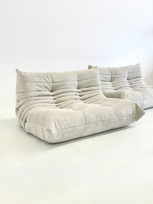 Wit en taupe beige Ligne Roset Togo 2 zit bank
