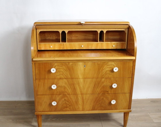 Image 1 of Teakholz-Rollenschreibtisch - Schweden, 1960er Jahre