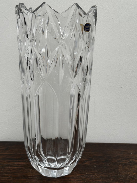 Image 1 of Vintage geslepen kristallen vaas - Bohemen kristal - H 30 cm