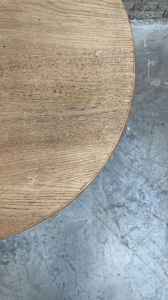 Image 1 of Solid oval monastery table of bleached oak with turned legs