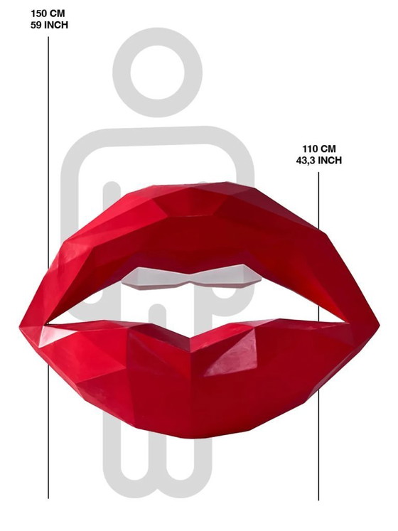 Image 1 of Fiberglas-Skulptur – Lippen – Rot, Weiß