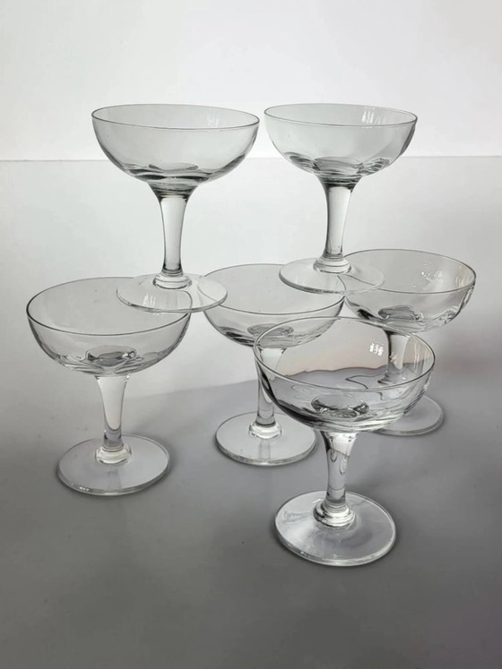 6 champagne coupes – Glass & Decanter, Crystal, Glass, Art Deco (photo 7 of 7)