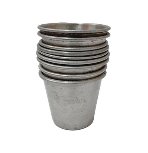 9 x tazze vintage in alluminio per crema pasticcera al caramello