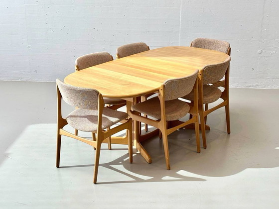Image 1 of Set of table and 6 chairs by Erik Buch for Gudme Møbelfabrik A/S, 1960s
