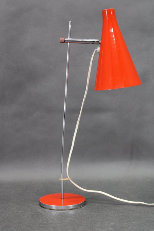 Josef Hurka Red Chrome Table Lamp Mid Century Czechoslovakia 1970s