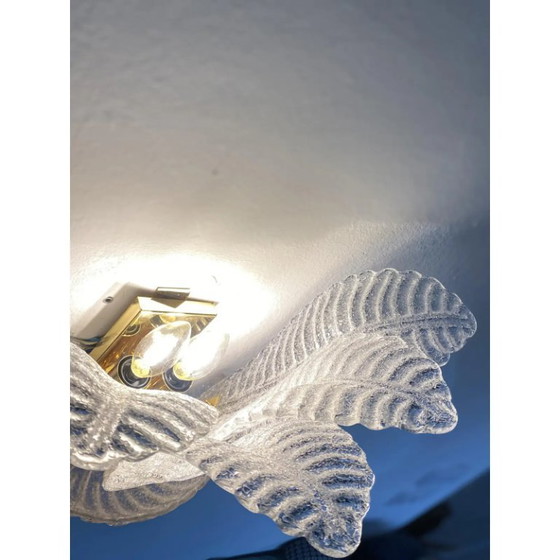 Image 1 of Moderne venezianische Wandleuchten aus transparentem Graniglia-Muranoglas in Blattform – 2er-Set